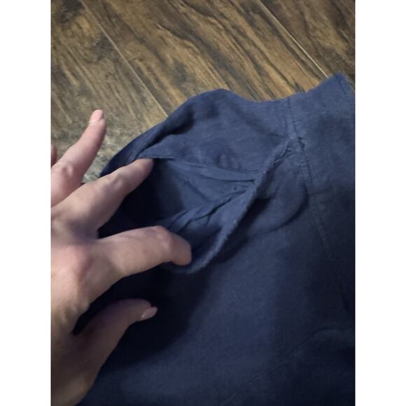 Cynthia Rowley Women’s Navy 100% Linen Cropped Ankle Pants Elastic Waist Sz:s - Picture 4 of 6